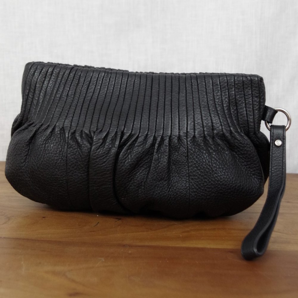 Sylvie Celine Black Leather Clutch